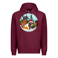 Burgundy Christmas Pig With Chicken Premium Hoodie - FaDigitalArtStudio