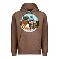Chestnut Christmas Pig With Chicken Premium Hoodie - FaDigitalArtStudio