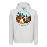 Dove Grey Christmas Pig With Chicken Premium Hoodie - FaDigitalArtStudio