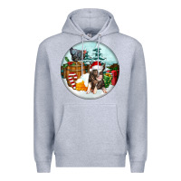 Heather Grey Christmas Pig With Chicken Premium Hoodie - FaDigitalArtStudio