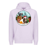 Lilac Christmas Pig With Chicken Premium Hoodie - FaDigitalArtStudio