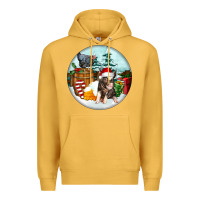 Mustard Christmas Pig With Chicken Premium Hoodie - FaDigitalArtStudio