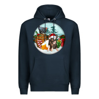 Navy Christmas Pig With Chicken Premium Hoodie - FaDigitalArtStudio