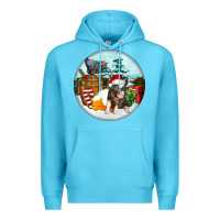 Ocean Blue Christmas Pig With Chicken Premium Hoodie - FaDigitalArtStudio