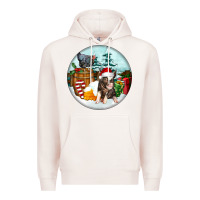 Pale Pink Christmas Pig With Chicken Premium Hoodie - FaDigitalArtStudio