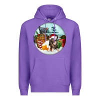 Purple Christmas Pig With Chicken Premium Hoodie - FaDigitalArtStudio