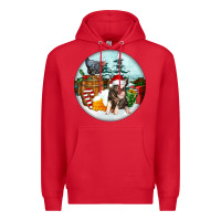 Red Christmas Pig With Chicken Premium Hoodie - FaDigitalArtStudio