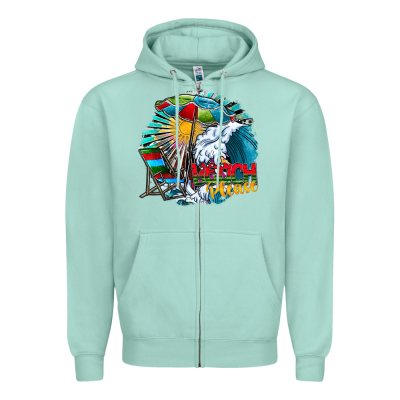 Beach Please Zipper Hoodie by CowhideDigitalArt | Teevron