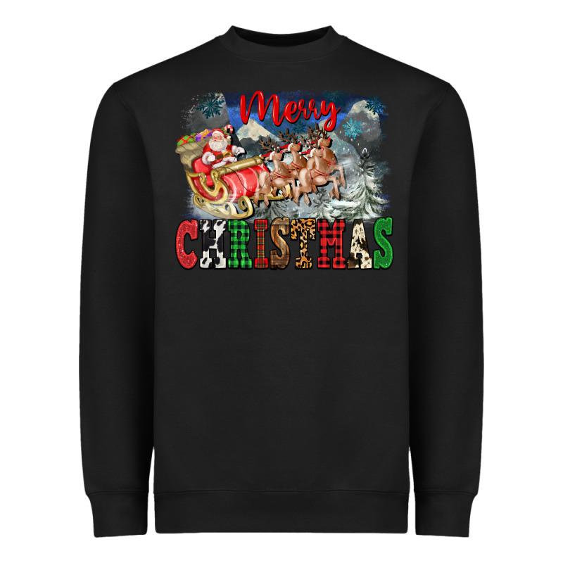 Merry Christmas Santa Sleigh Heavyweight Sweatshirt by FaDigitalArtStudio | Teevron
