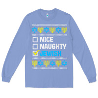 Colony Blue nice naughty jewish ugly hanukkah sweater chanukah jew gift premium t Long Sleeve Tee - minhPixels