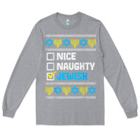Heather Grey nice naughty jewish ugly hanukkah sweater chanukah jew gift premium t Long Sleeve Tee - minhPixels