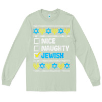 Matcha nice naughty jewish ugly hanukkah sweater chanukah jew gift premium t Long Sleeve Tee - minhPixels