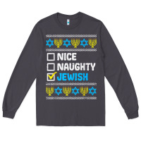 Smoke nice naughty jewish ugly hanukkah sweater chanukah jew gift premium t Long Sleeve Tee - minhPixels