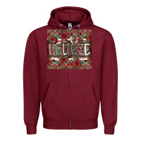 Burgundy Believe Zipper Hoodie - CowhideDigitalArt