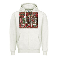 Oatmeal Heather Believe Zipper Hoodie - CowhideDigitalArt