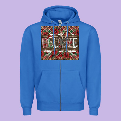 Believe Zipper Hoodie Designed By Cowhidedigitalart