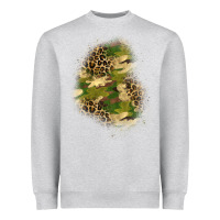 Heather Grey camouflage and leopard patch  1 Heavyweight Sweatshirt - BundleAndBundleShop