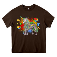 Chocolate Brown autism unicorn Heavy Core Tee - LillyAllenDesigns