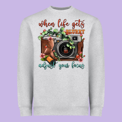 When Life Gets Blurry Adjust Your Focus Vintage Camera Heavyweight Sweatshirt Designed By Fadigitalartstudio