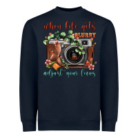 Navy When Life Gets Blurry Adjust Your Focus Vintage Camera Heavyweight Sweatshirt - FaDigitalArtStudio
