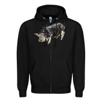Black poland china pig Zipper Hoodie - LillyAllenDesigns