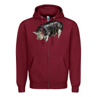 Burgundy poland china pig Zipper Hoodie - LillyAllenDesigns