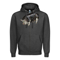Charcoal Heather poland china pig Zipper Hoodie - LillyAllenDesigns