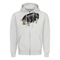 Dove Grey poland china pig Zipper Hoodie - LillyAllenDesigns