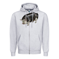 Heather Grey poland china pig Zipper Hoodie - LillyAllenDesigns
