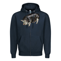 Navy poland china pig Zipper Hoodie - LillyAllenDesigns