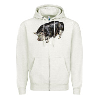 Oatmeal Heather poland china pig Zipper Hoodie - LillyAllenDesigns