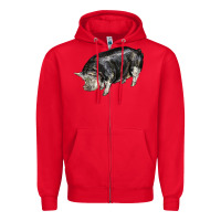 Red poland china pig Zipper Hoodie - LillyAllenDesigns