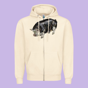 Poland China Pig Zipper Hoodie Designed By Lillyallendesigns