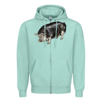 Seafoam poland china pig Zipper Hoodie - LillyAllenDesigns