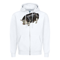White poland china pig Zipper Hoodie - LillyAllenDesigns