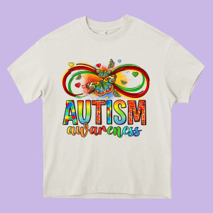 Autism Awareness Butterfly Infinity Symbol Heavy Core Tee Designed By Lillyallendesigns