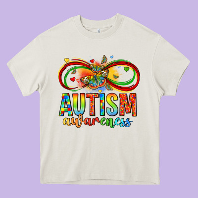 Autism Awareness Butterfly Infinity Symbol Heavy Core Tee Designed By Lillyallendesigns