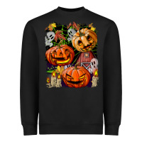 Black Halloween Pumpkins Heavyweight Sweatshirt - BundleAndBundleShop