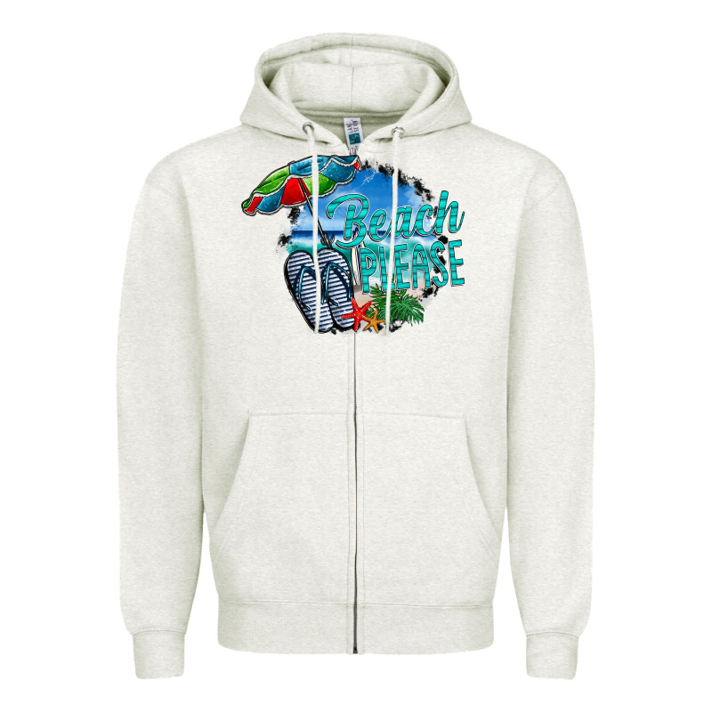 Beach Please Zipper Hoodie by CowhideDigitalArt | Teevron