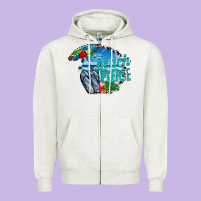 Beach Please Zipper Hoodie Designed By Cowhidedigitalart