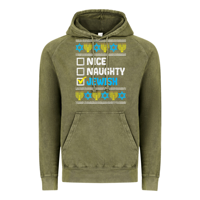 Nice Naughty Jewish Ugly Hanukkah Sweater Chanukah Jew Gift Premium T Vintage Hoodie by minhPixels | Teevron