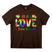 Chocolate Brown all for love and love for love Heavy Core Tee - LillyAllenDesigns