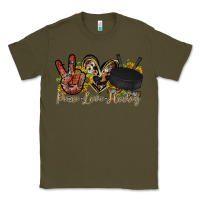 Army Green peace love hockey Classic Tee - RacoonDesign