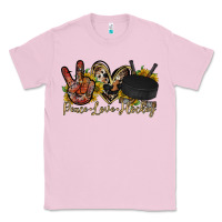 Bubblegum Pink peace love hockey Classic Tee - RacoonDesign