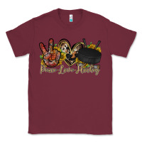 Burgundy peace love hockey Classic Tee - RacoonDesign