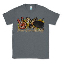 Charcoal Heather peace love hockey Classic Tee - RacoonDesign