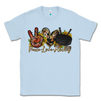 Dusty Blue peace love hockey Classic Tee - RacoonDesign