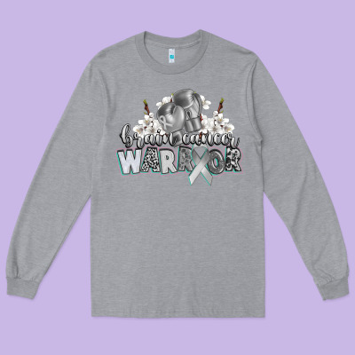 Brain Cancer Warrior Long Sleeve Tee Designed By Cowgirlartshop
