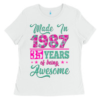 Made In 1987, 35 Years Of Being Awesome Ladies Tee | Teevron