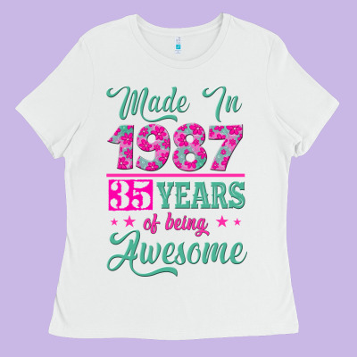 Made In 1987, 35 Years Of Being Awesome Ladies Tee Designed By Jasminsmagicworld
